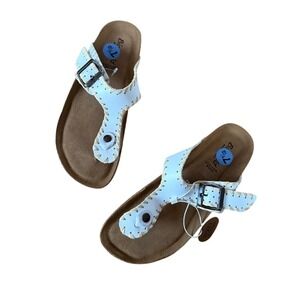 NWT Bio Gold Women's Hand Made in Italy White Leather Rafia Trim Sandal